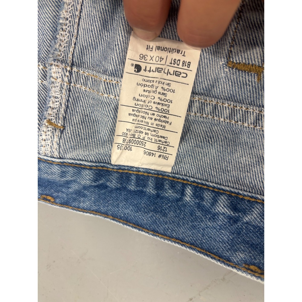 Carhartt B18 DST Traditional Fit Straight Leg Jeans Blue Denim Mens 40x36 - Picture 3 of 6